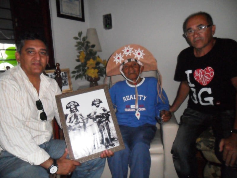 José Alves de Matos portant le chapeau traditionnel du Nordeste.